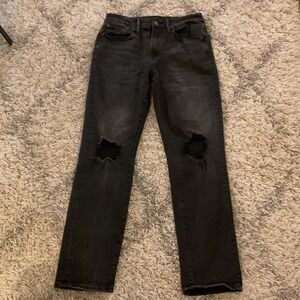 American Eagle Ne(x)t Level Flex Distressed Black Slim Straight Jeans 31x32
